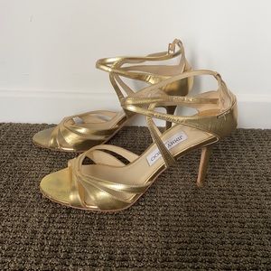 Jimmy Choo strappy gold high heel sandals